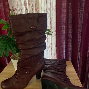Bakers Dark Brown Heeled Boots